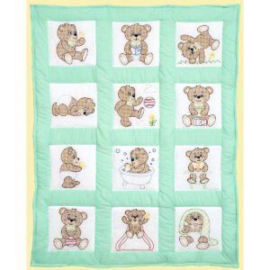 Jack Dempsey 9 Teddy Bears Stamped Quilt Blocks 12pk