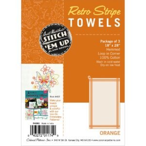 Stitch 'Em Up 18 x 28 Orange Stripe Dish Towel Cross Stitch Fabric 2pk