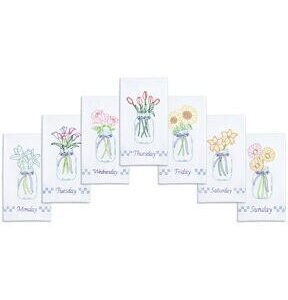 Jack Dempsey 17 x 28 Mason Jar Bouquets Stamped Hand Towels 7ct