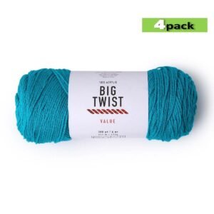 4pk Solid Teal Medium Weight Acrylic 380yd Value Yarn by Big Twist