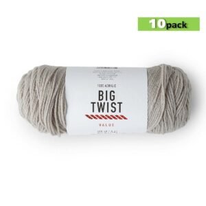 10pk Solid Soft Grey Medium Weight Acrylic 380yd Value Yarn by Big Twist