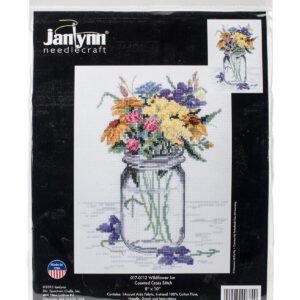 Janlynn 8 x 10 Wildflowers in a Jar Counted Cross Stitch Kit