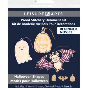 Leisure Arts 4 Halloween Wood Stitching Ornament Kit 3pc