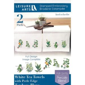 Leisure Arts 17 x 28 Herb Tea Towel Stamped Cross Stitch Kit