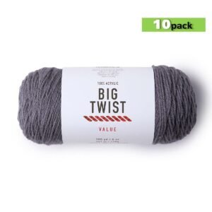 10pk Solid Titanium Medium Weight Acrylic 380yd Value Yarn by Big Twist