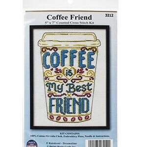 Design Works 5 x 7 Coffee Friend Counted Cross Stitch Kit