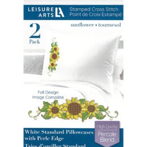 Leisure Arts 20 x 26 Sunflower Pillowcase Stamped Cross Stitch Kit 2ct