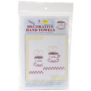 Jack Dempsey 17 x 28 Coffee Time Stamped Decorative Hand Towels 2pk