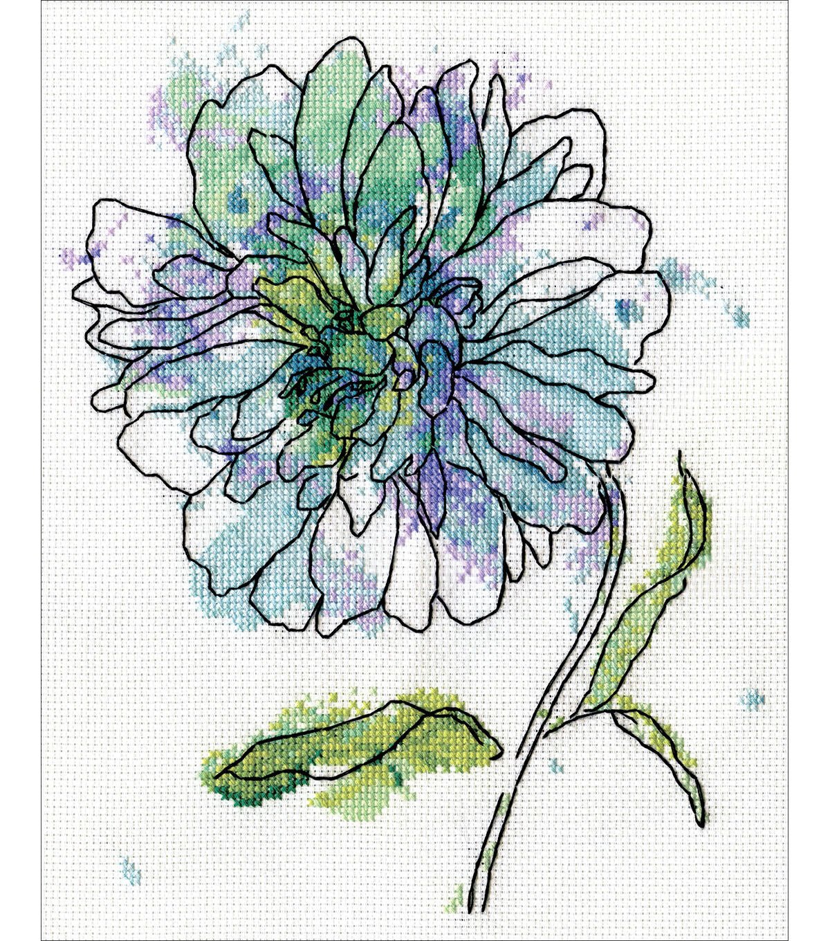 Design Works 7 x 9 Blue Floral Counted Cross Stitch Kit - Image 2
