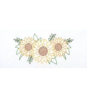 Jack Dempsey 2pk Sunflowers Stamped Lace Edge Pillowcases - Image 2