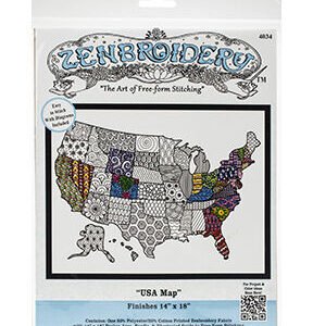 Design Works 18 x14 USA Map Zenbroidery Stamped Embroidery Kit