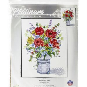 Janlynn 11 x 14 Poppies in a Vase Stamped Cross Stitch Kit
