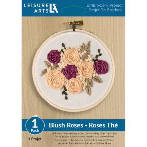Leisure Arts 4 Spicy Blush Roses Embroidery Kit