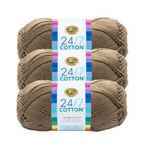 Lion Brand Yarn 24/7 Cotton 186yds Worsted Yarn 3 Bundle