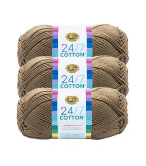 Lion Brand Yarn 24/7 Cotton 186yds Worsted Yarn 3 Bundle