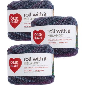 Red Heart Roll With It Melange 389yds Worsted Acrylic Yarn 3 Bundle