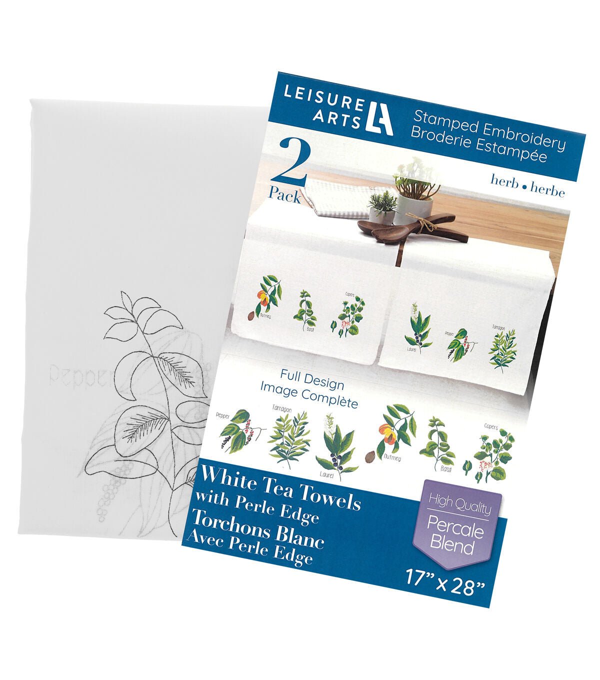 Leisure Arts 17 x 28 Herb Tea Towel Stamped Cross Stitch Kit - Image 2
